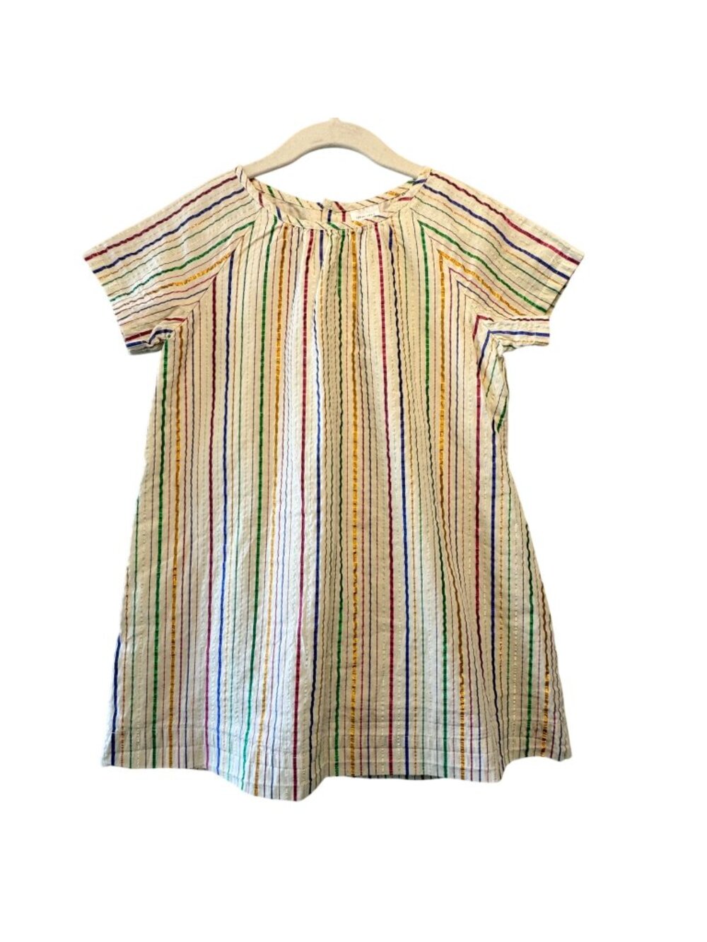 HANNA ANDERSSON Metallic Striped Dress Girls 6-7 120 Rainbow Shimmer Tunic Top - Picture 1 of 8